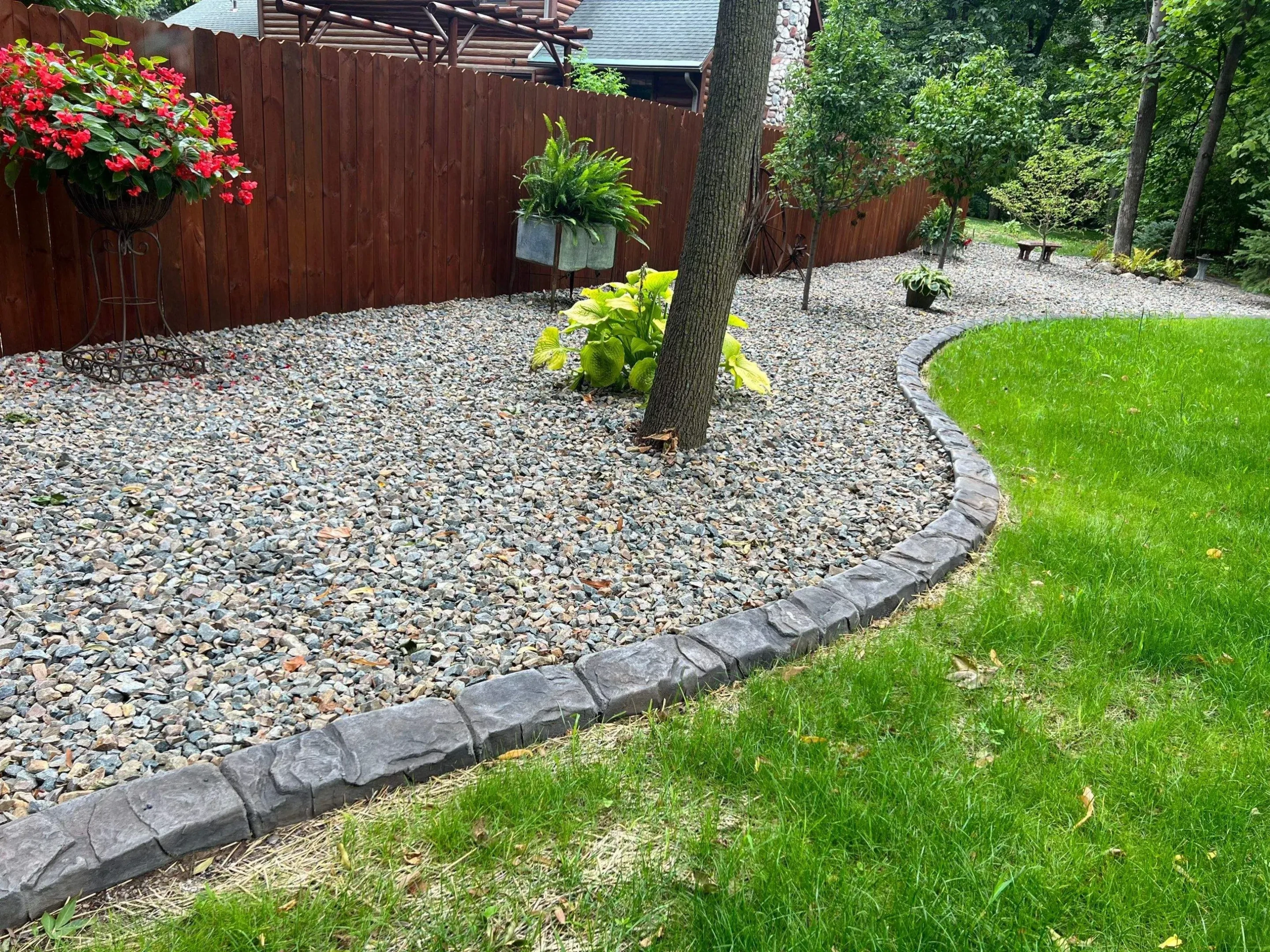 Landscape curbing along a garden bed in a Minnesota yard
