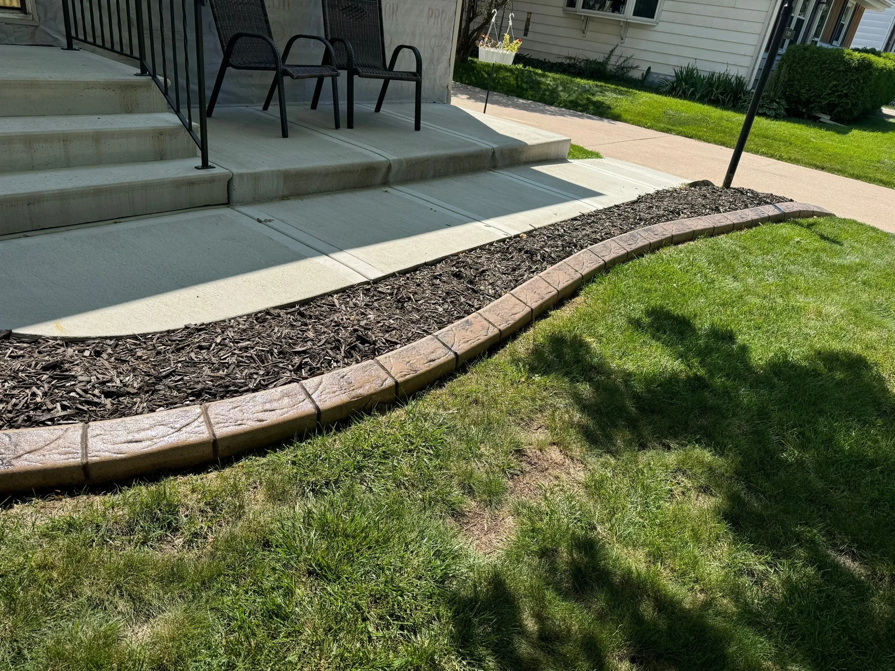 Landscape curbing installation in progress